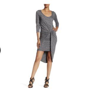 The Vanity Room Gray Asymmetrical Knot Midi Dress